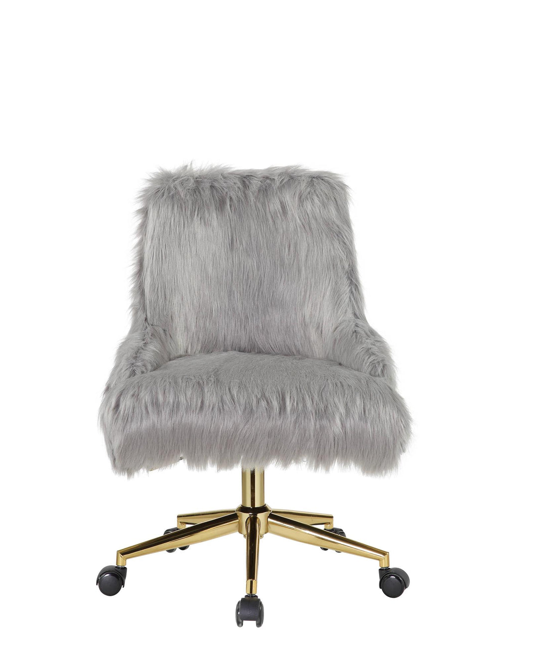 Faux Fur Rolling Chair - White