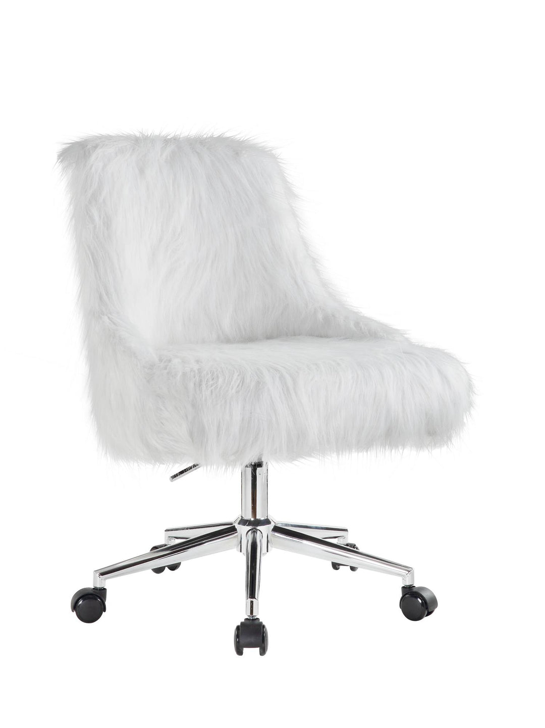Faux Fur Padded Seat and Back Office Chair - White