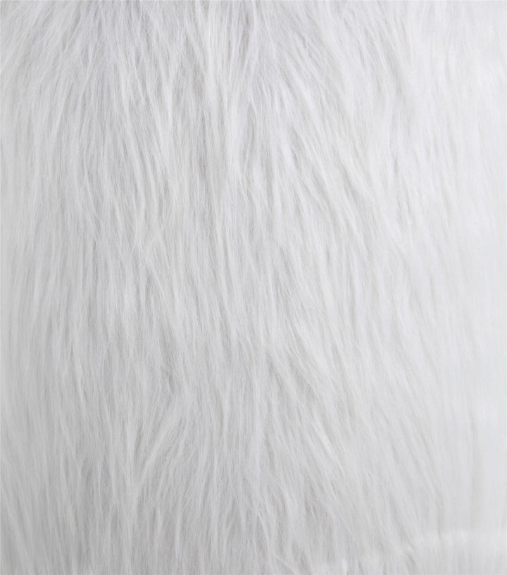 Furry Office Chair with Padded Back - White