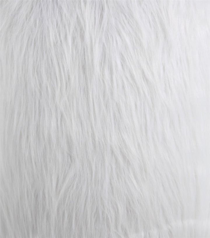 Furry Office Chair with Padded Back - White