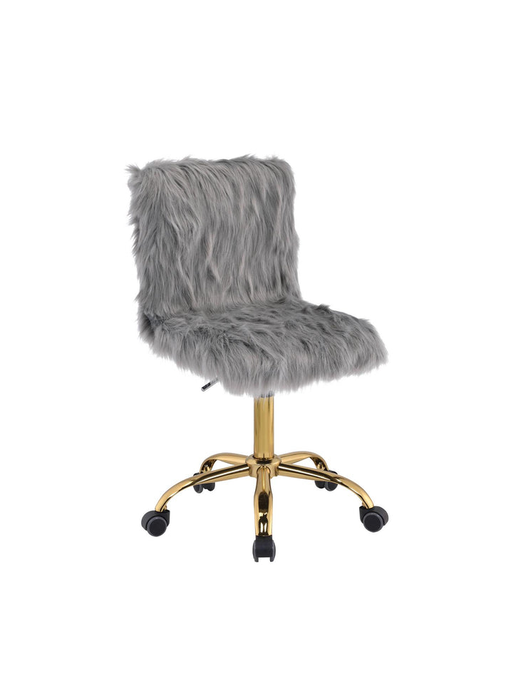 Faux Fur Swivel Chair - White