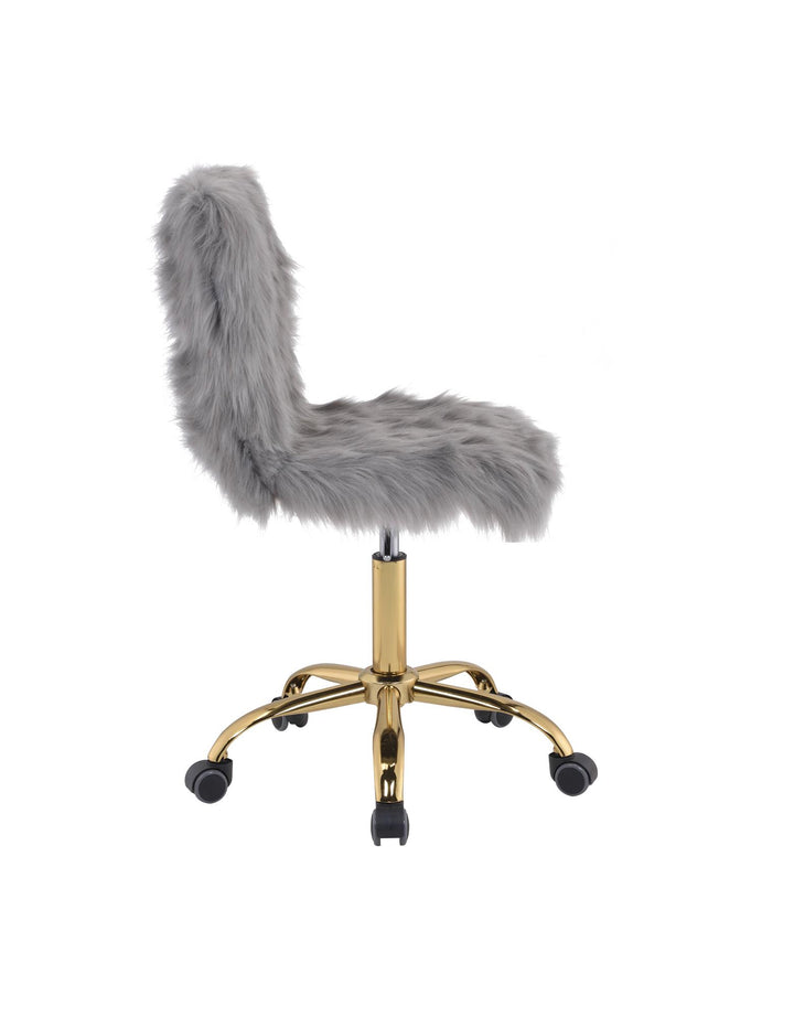 Faux Fur Computer Chair - Gray