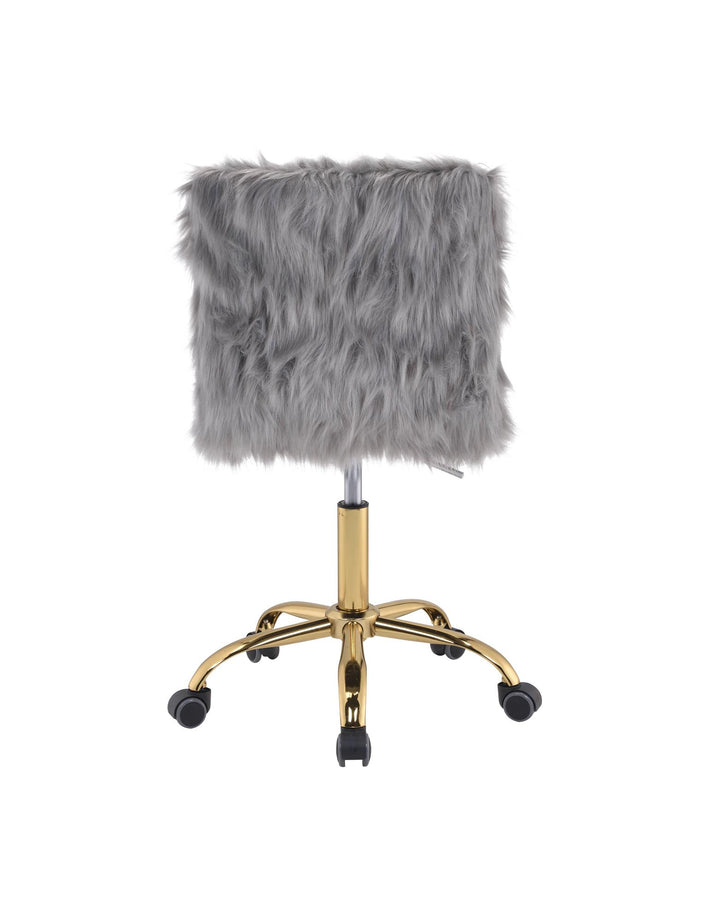 Padded Fur Back Office Chair - Gray