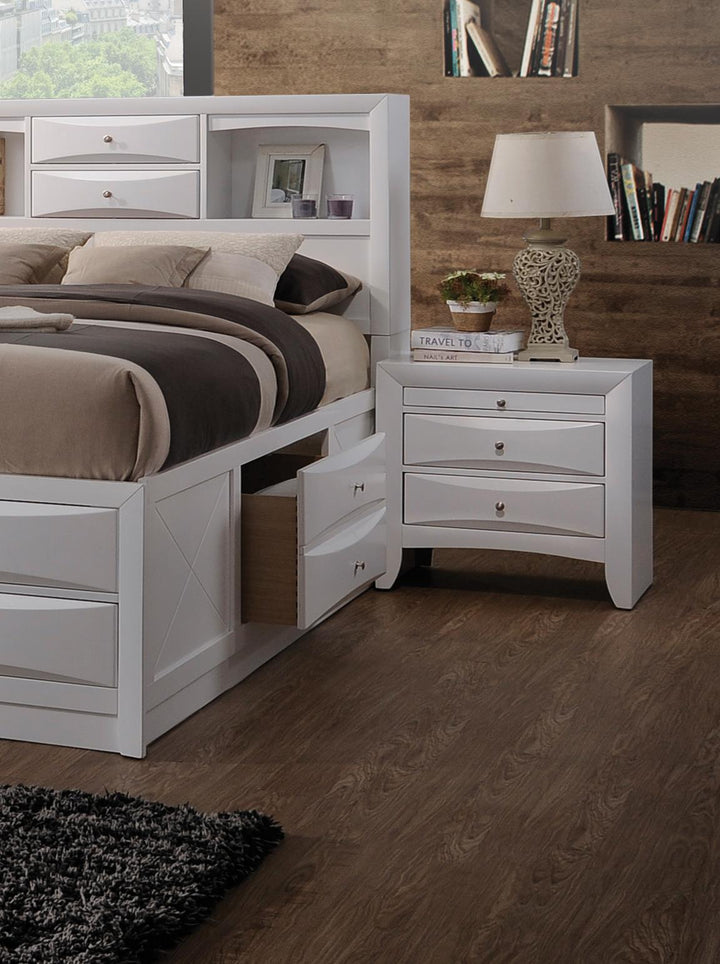 Nightstand with Slide Out Tray - White