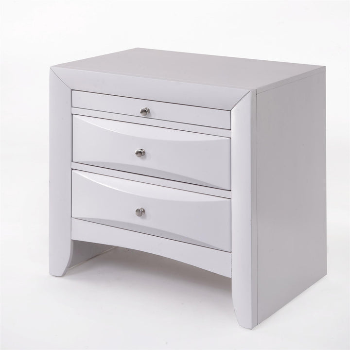 Pull-out tray nightstand - White