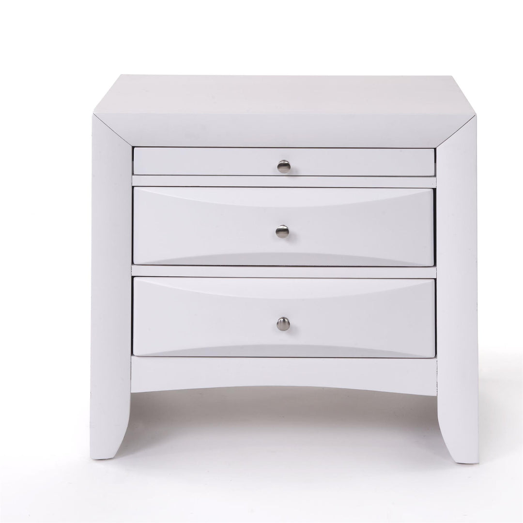 Nightstand with 2 Drawers and Pull-Out Shelf - White