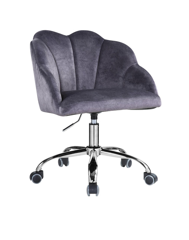 Velvet Adjustable Office Chair with 5 caster wheels - Dark Gray
