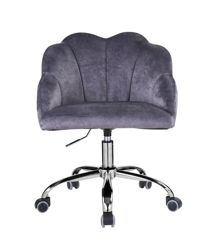 Rowse Velvet Adjustable Office Chair with Scalloped Back - Dark Gray