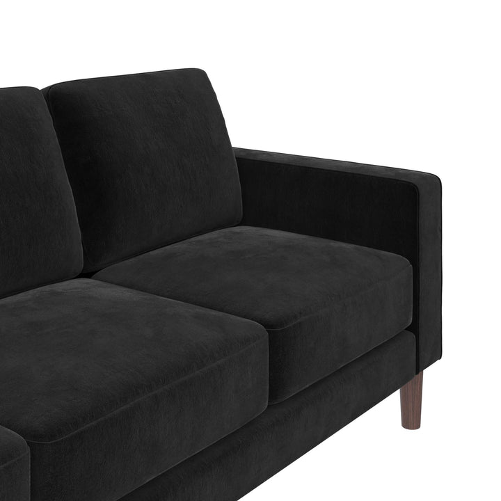 Brynn Fabric Upholstered 3 Seater Sofa with Wood Legs - Black