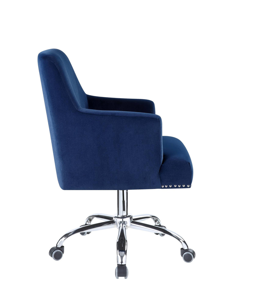 Velvet Office Chair with chrome base - Blue