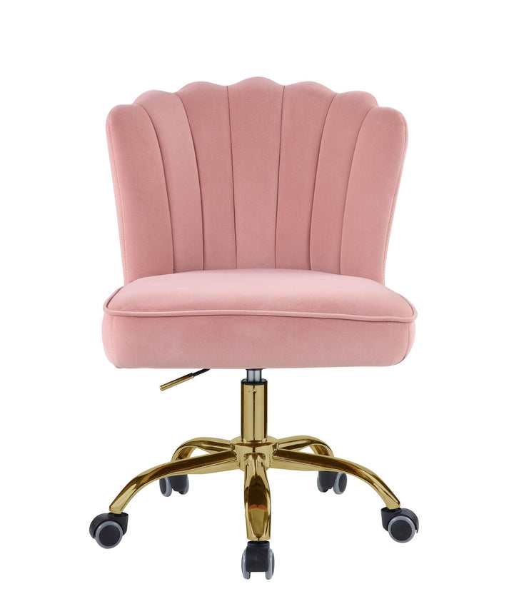 Trenerry Velvet Office Chair with Scalloped Back - Pink