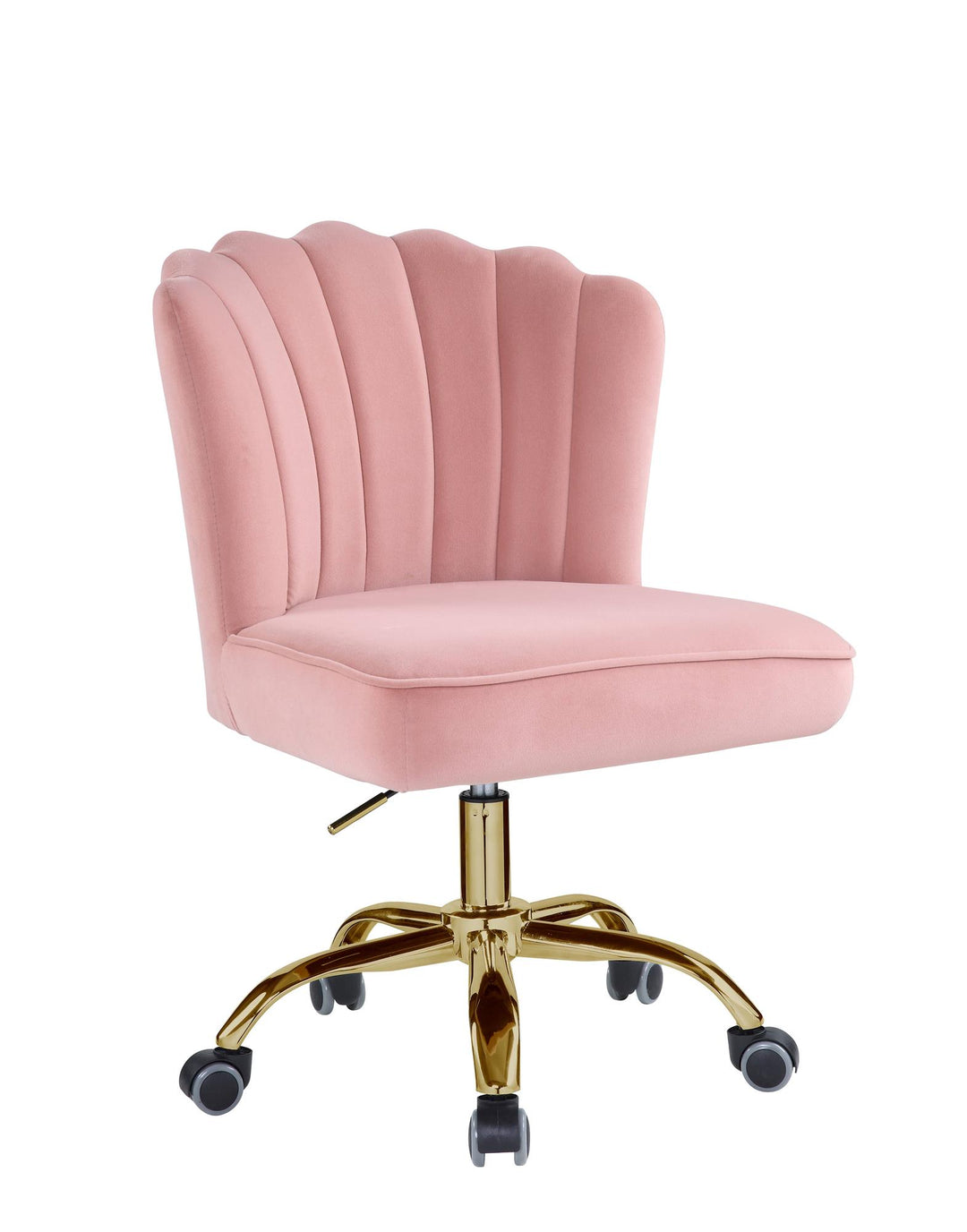Stylish Velvet Office Chair with caster wheels - Pink