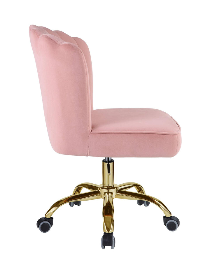 Velvet Office Chair with gold-accented base - Pink