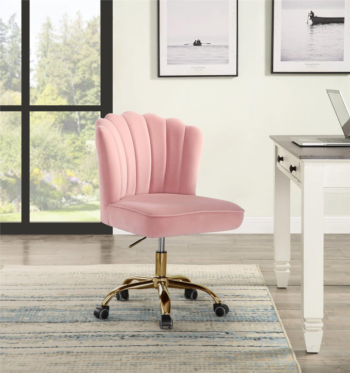 Padded seat and back Velvet Office Chair - Pink