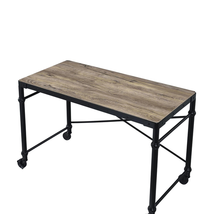 Stylish Industrial Style Writing Desk on Wheels - Oak