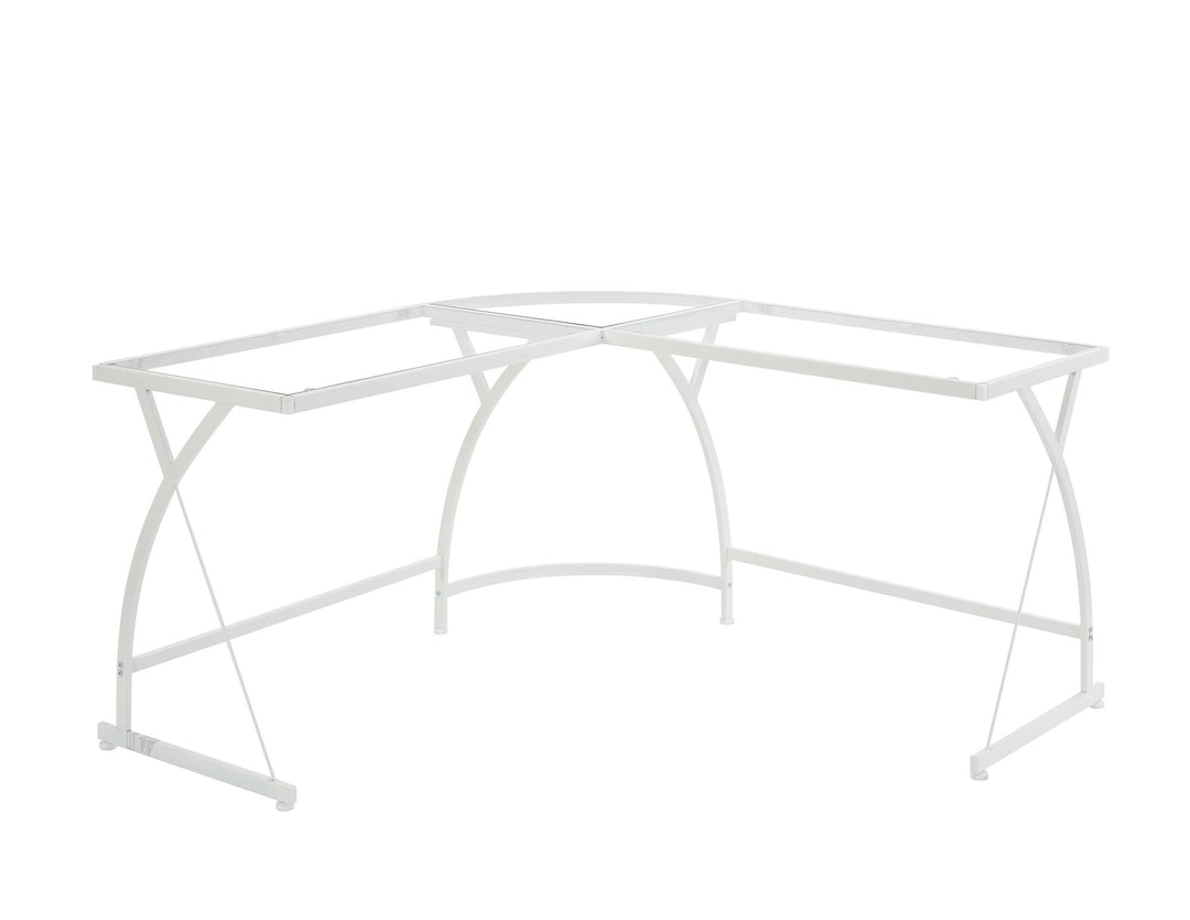 metal frame l shaped desk - White