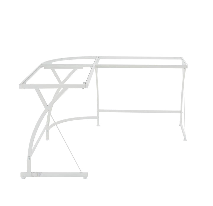 L-shaped metal desk - White