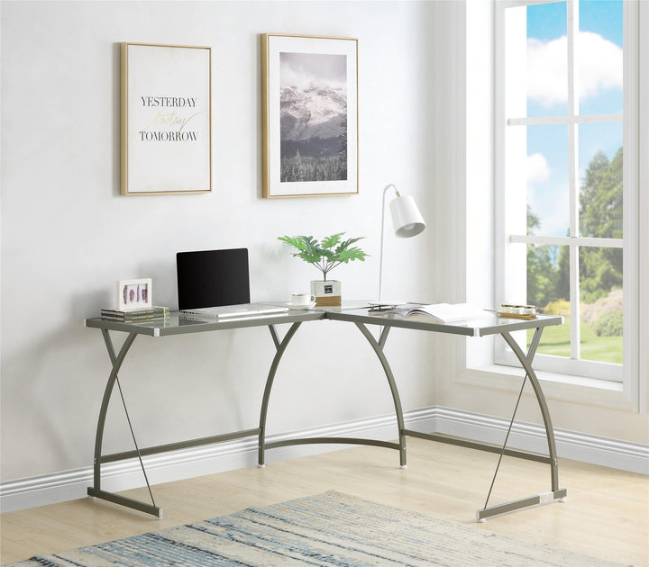 l shaped office desk - Silver