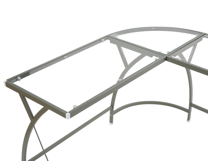 glass top l shaped desk - Silver