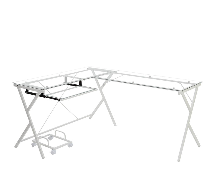 X-Frame Metal Corner Desk - White