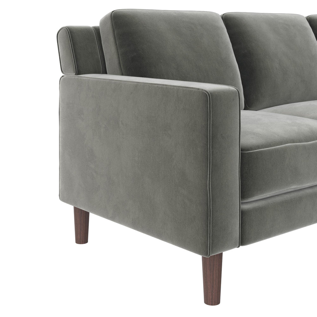 Brynn Fabric Upholstered 3 Seater Sofa with Wood Legs - Gray