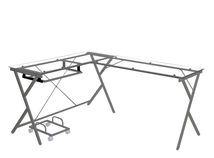 Modern L-Shape Workstation - Silver