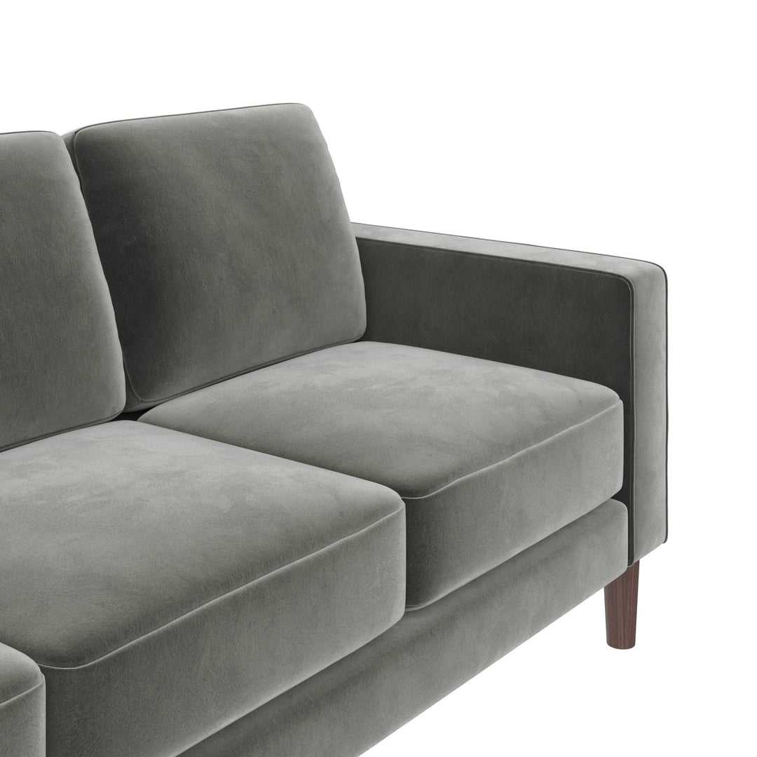 Brynn Fabric Upholstered 3 Seater Sofa with Wood Legs - Gray