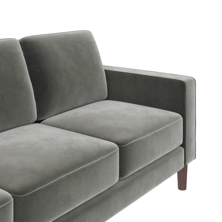 Brynn Fabric Upholstered 3 Seater Sofa with Wood Legs - Gray