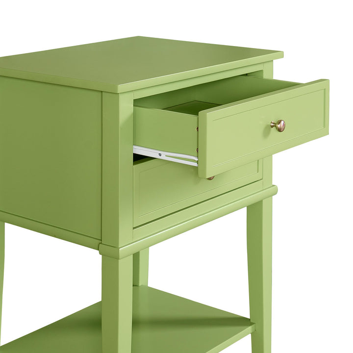 Franklin Nightstand Table with 2 Drawers and Lower Shelf - Lime Green