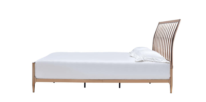 Slatted design headboard queen bed - Copper
