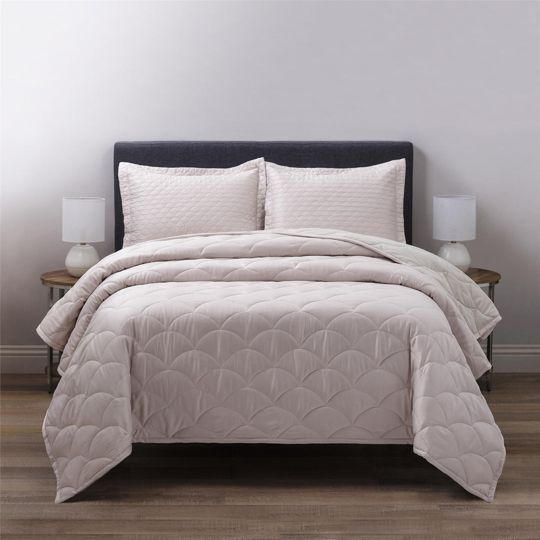 Stylish down-alternative bedding - Silver - Full/Queen