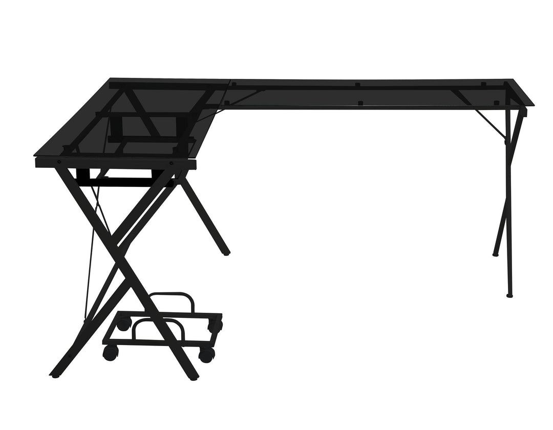 l shape desk with keyboard tray - Black