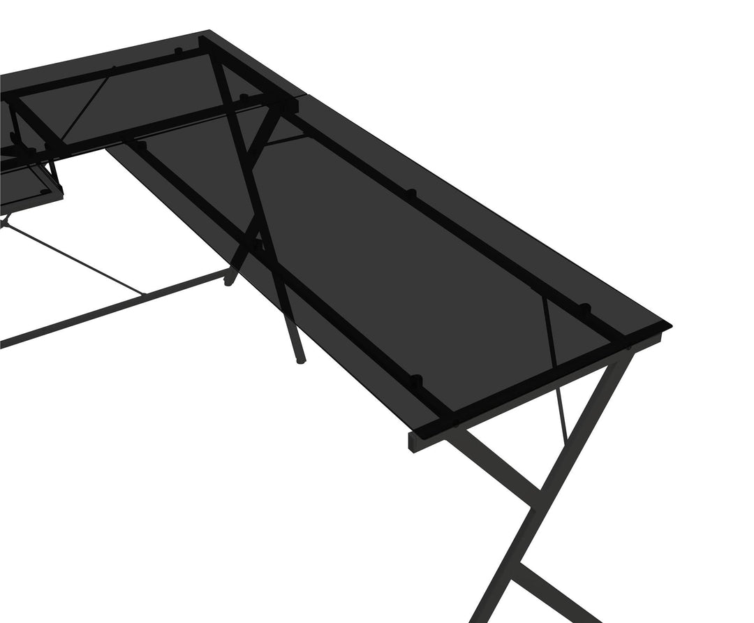 metal computer desk with keyboard tray - Black