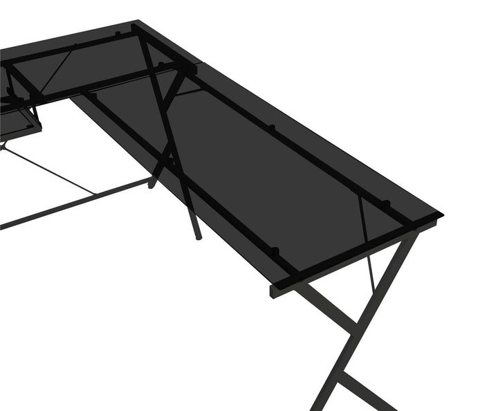 metal computer desk with keyboard tray - Black