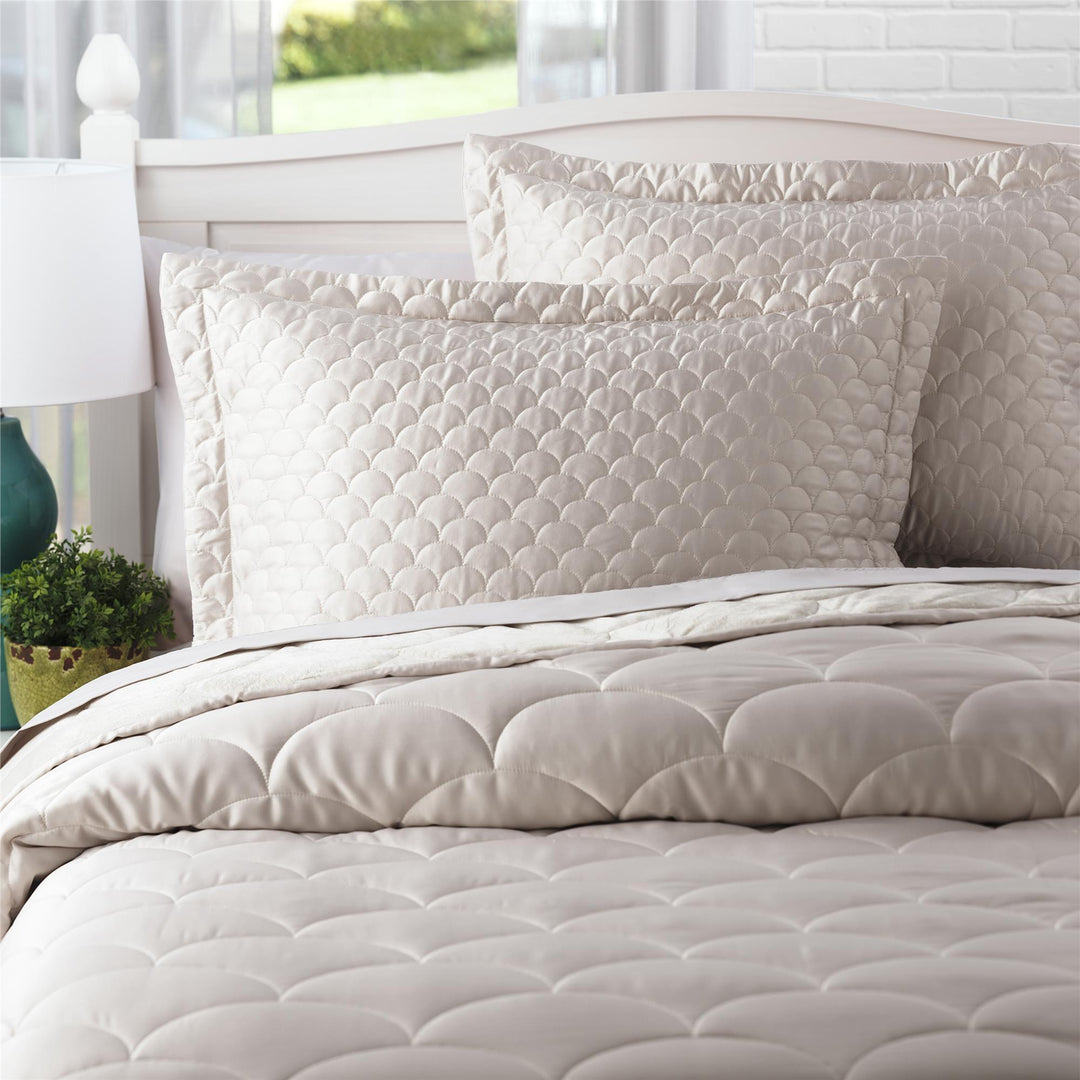 Quilted Accent Pillow Shams - Silver - Queen
