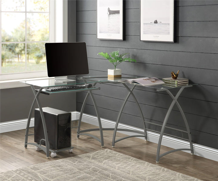 computer desk with keyboard tray - Silver