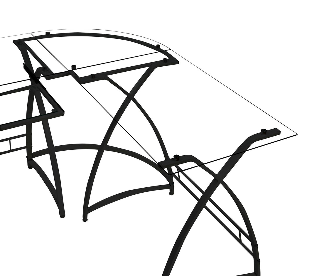 l desk with keyboard tray - Black