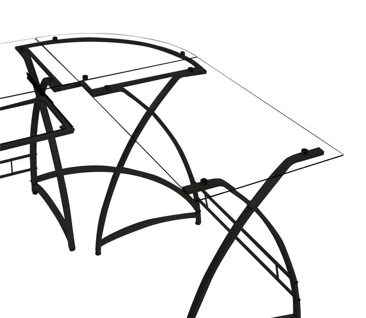 l desk with keyboard tray - Black