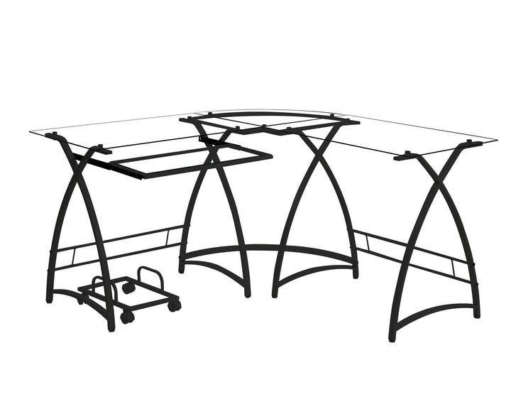 metal computer desk with keyboard tray - Black