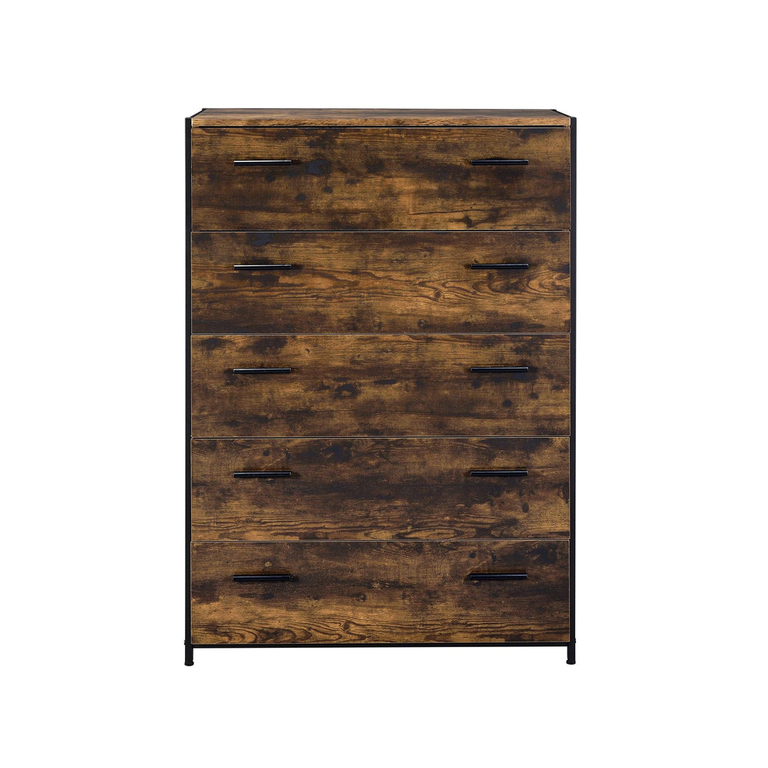 Sawyer Farmhouse 5 Drawer Tall Dresser Chest - Rustic Oak