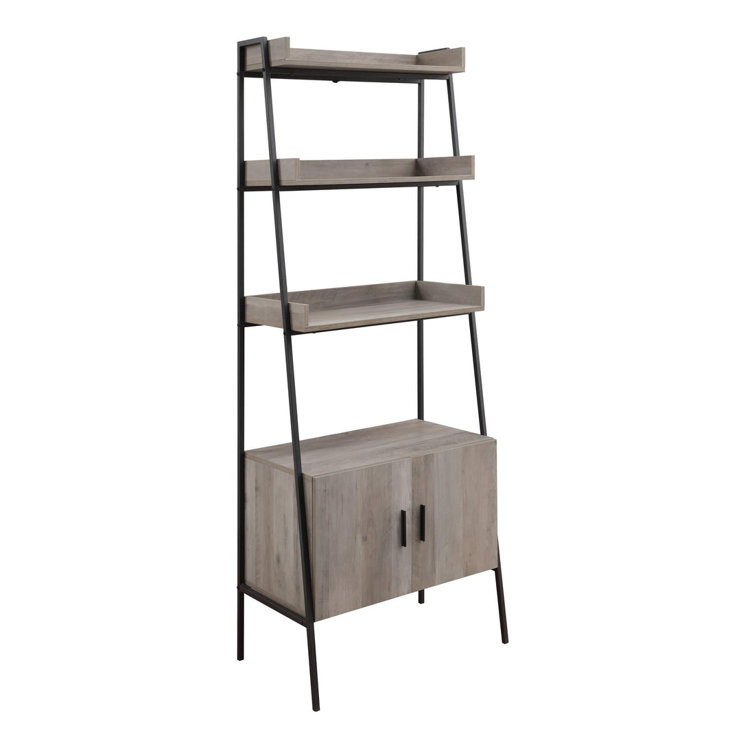 Wooden closed storage Bookshelf with 4 Shelves - Gray Oak