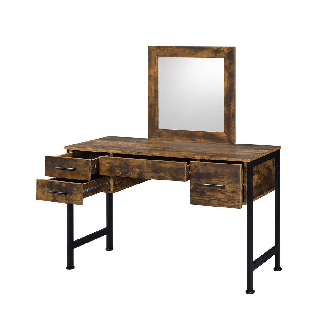 makeup vanity desk with mirror - Rustic Oak