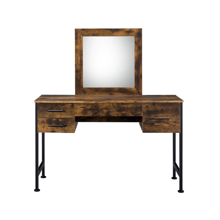 Sawyer Farmhouse Vanity Desk and Mirror - Rustic Oak