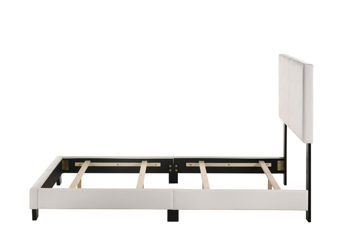Faux Leather Platform Bed  - White - Twin