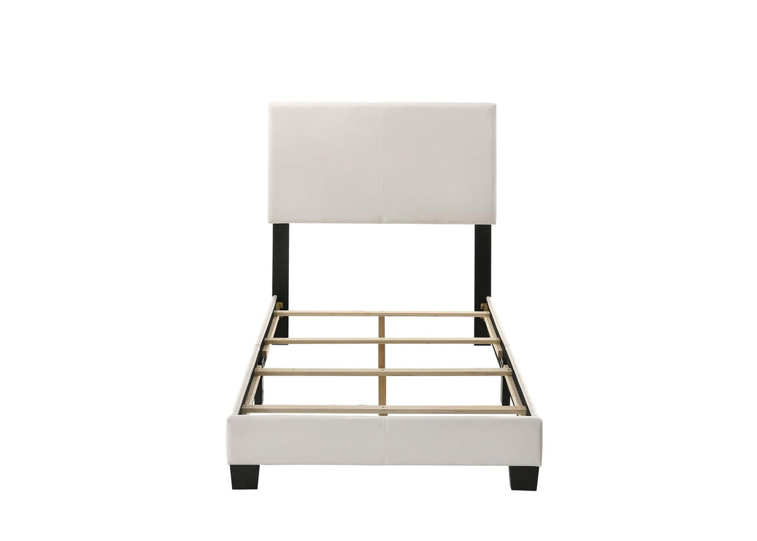 leather upholstered bed - White - Twin