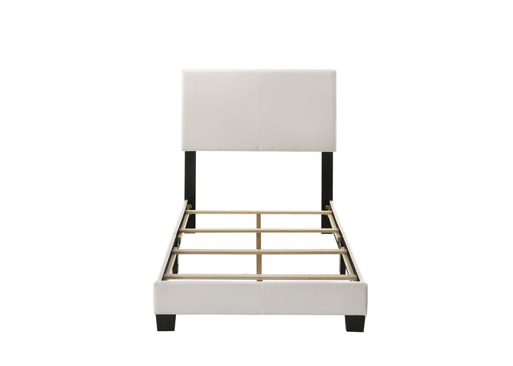 leather upholstered bed - White - Twin