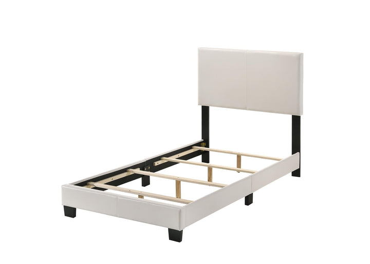 Low Profile Faux Leather Bed - White - Twin