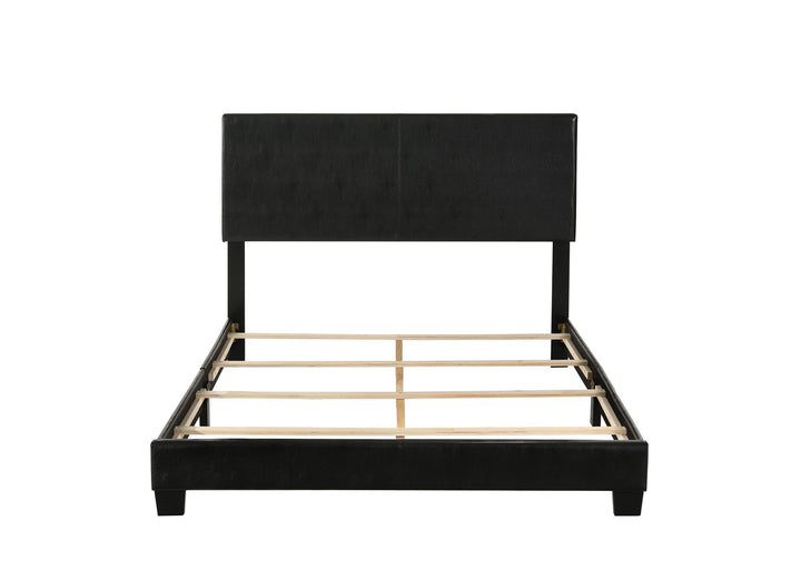faux leather upholstered bed - Black - Queen