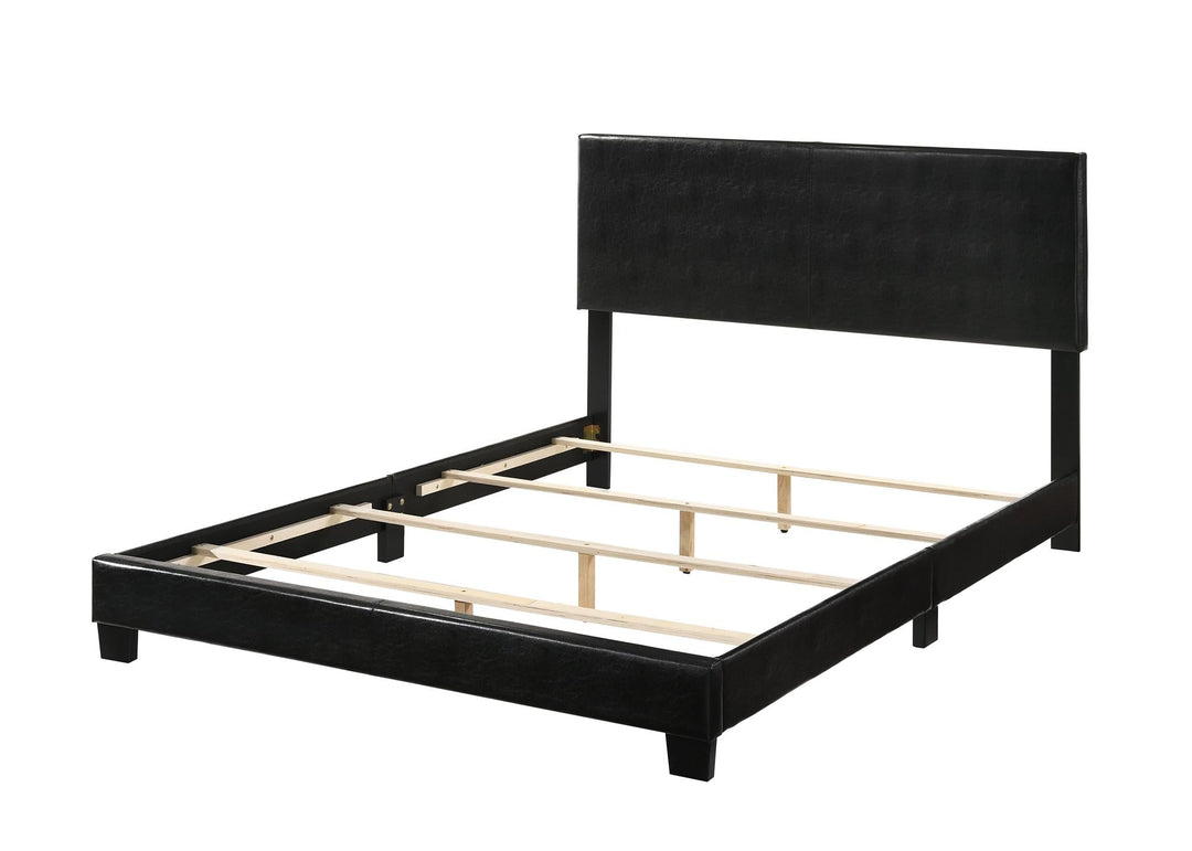 faux leather queen platform bed - Black - Queen