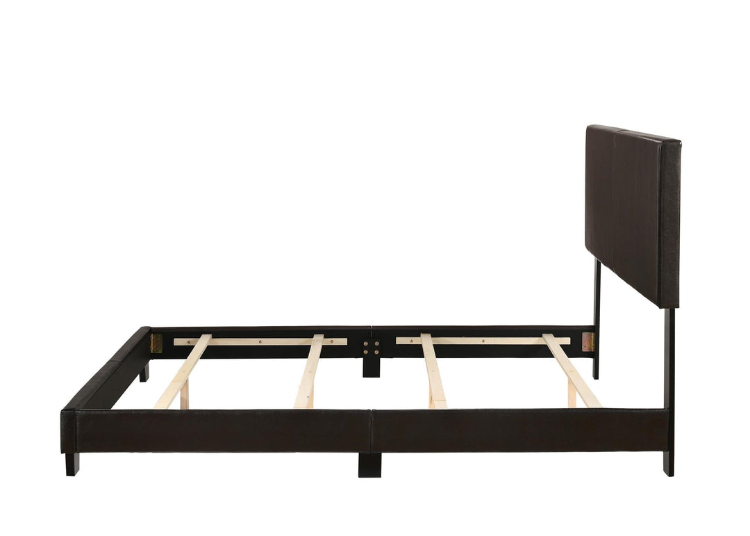 Spring Box Supported Leather Bed - Espresso - Queen